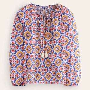 Boden Size 10 Serena Cotton Blouse in Mosaic Bloom
